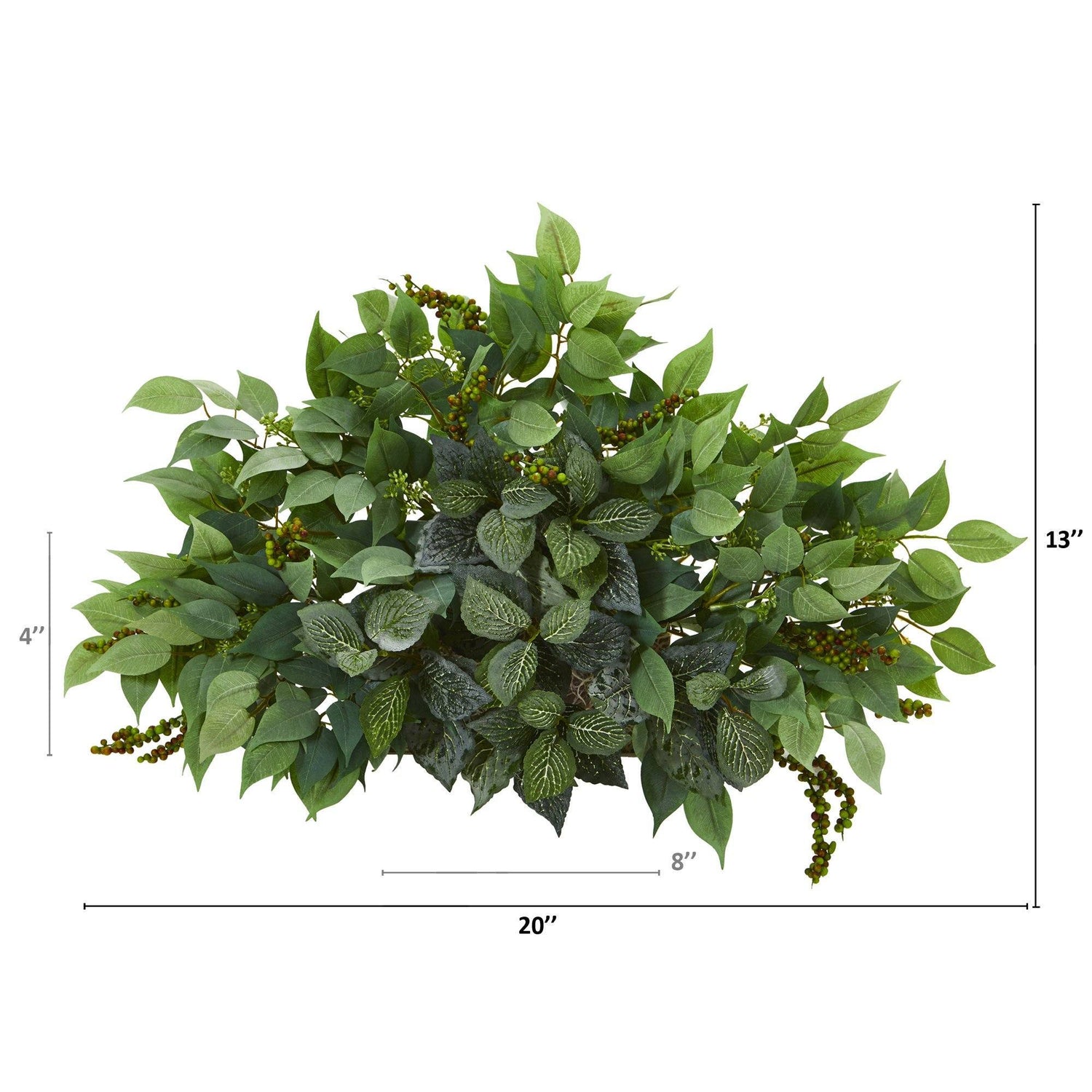20” Mixed Ficus and Fittonia Artificial Ledge Plant