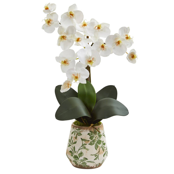 20” Phalaenopsis Orchid Artificial Arrangement in Floral Vase