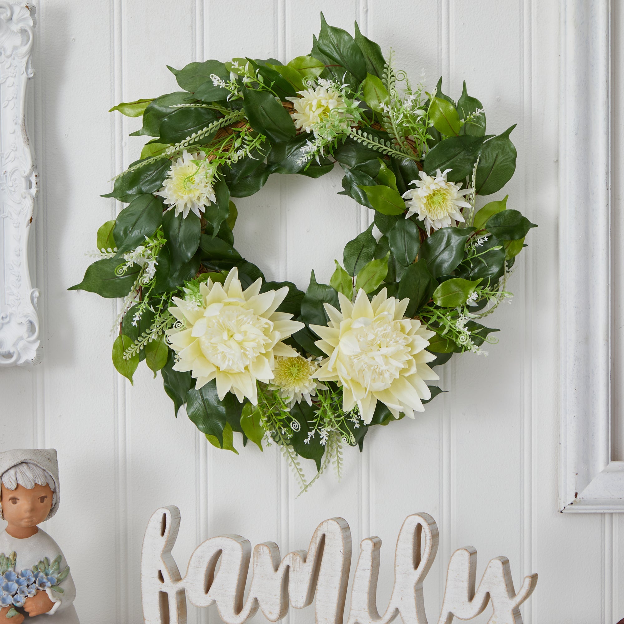 20” Protea Artificial Wreath | Nearly Natural
