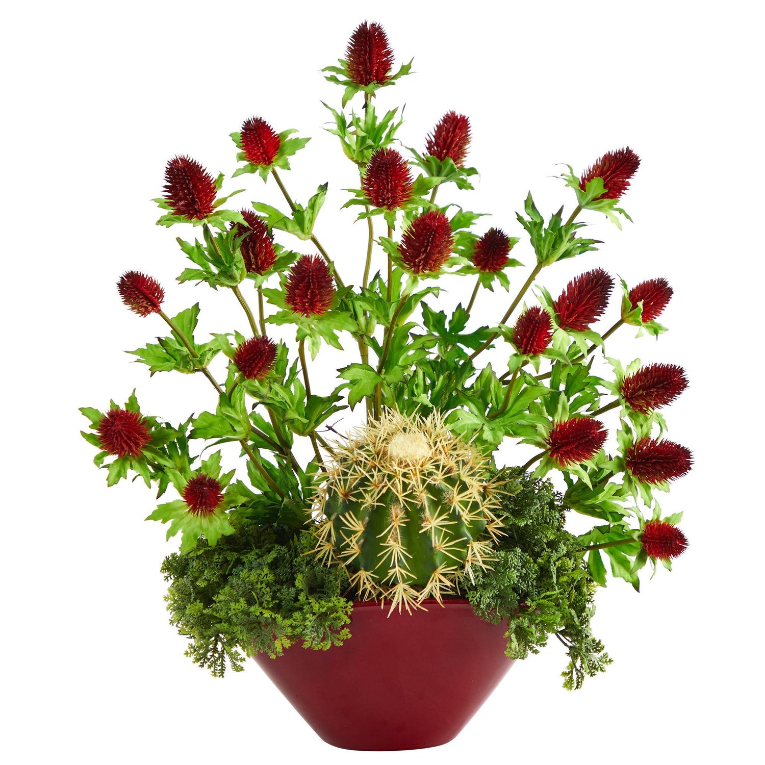 20” Thistle and Cactus Succulent Artificial Arrangement in Vase