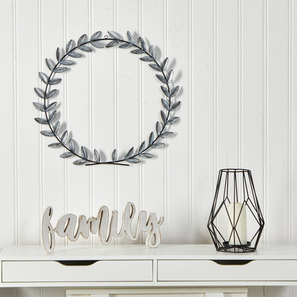 20” x 20” White Metal Olive Leaf Wall Decor