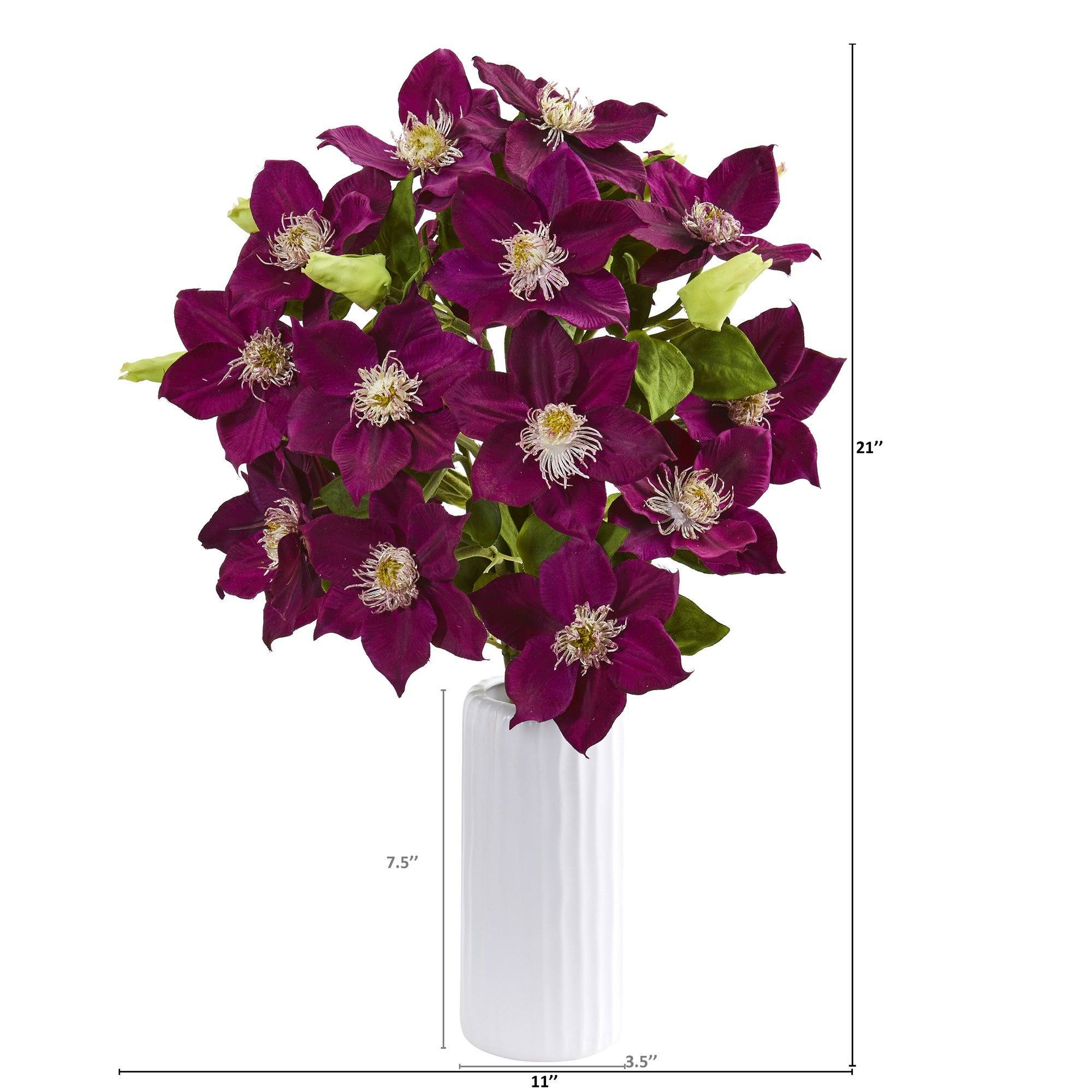 21” Anemone Artificial Arrangement in White Vase 1905 Nearly Natural