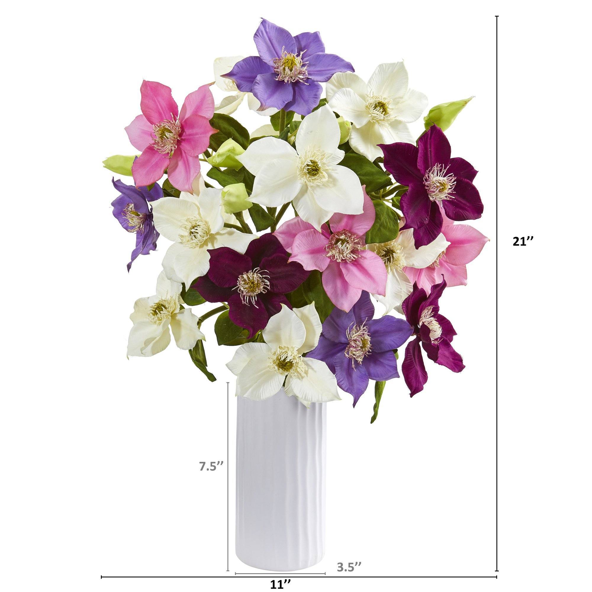 21” Anemone Artificial Arrangement in White Vase 1905 Nearly Natural