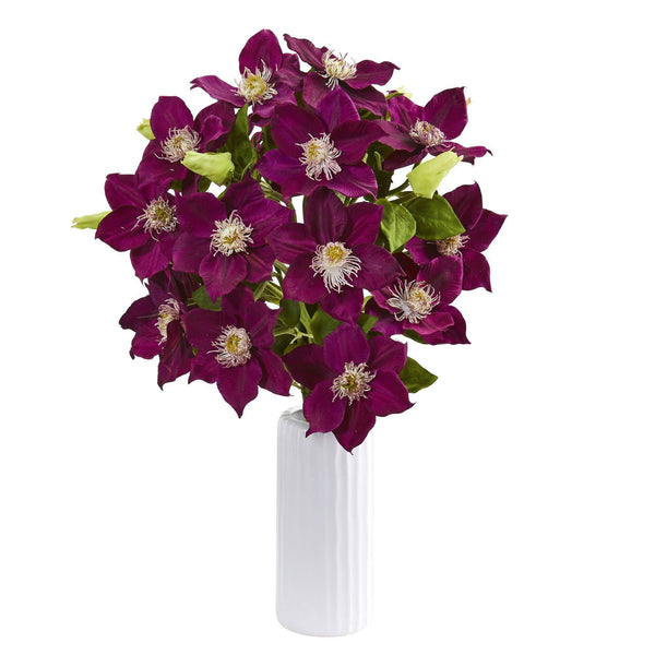 21” Anemone Artificial Arrangement in White Vase