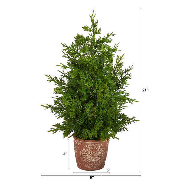 21” Cedar Pine “Natural Look” Artificial Tree in Decorative Planter
