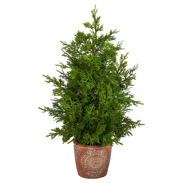 21” Cedar Pine “Natural Look” Artificial Tree in Decorative Planter