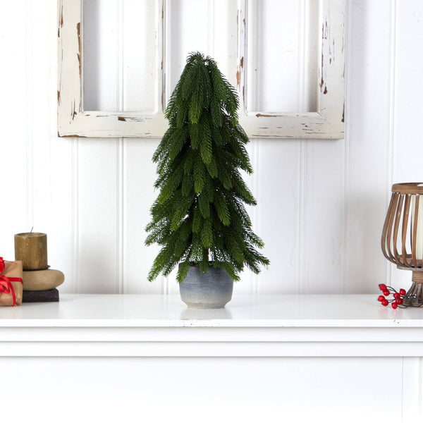 21” Pine Artificial Christmas Tree in Decorative Planter