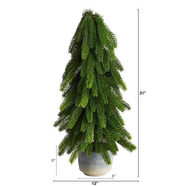 21” Pine Artificial Christmas Tree in Decorative Planter