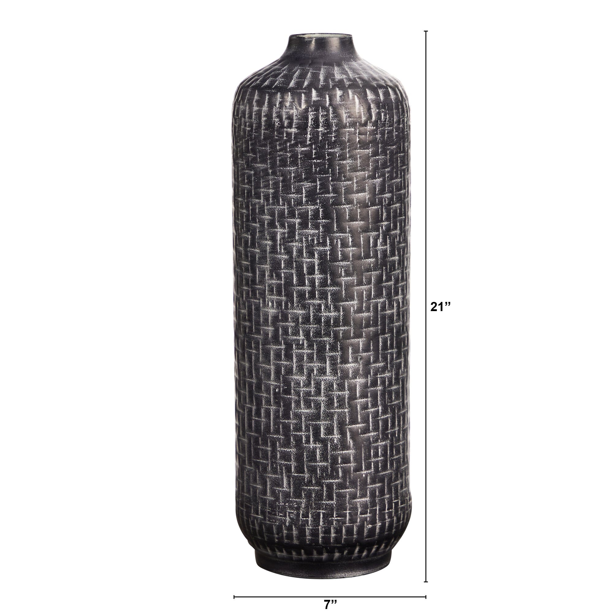 21” Embossed Metal Cylinder Vase | Nearly Natural