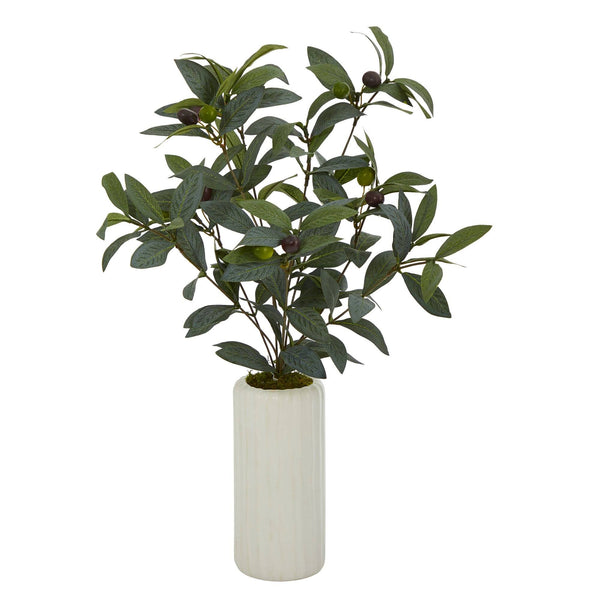 21” Olive Artificial Plant in White Planter