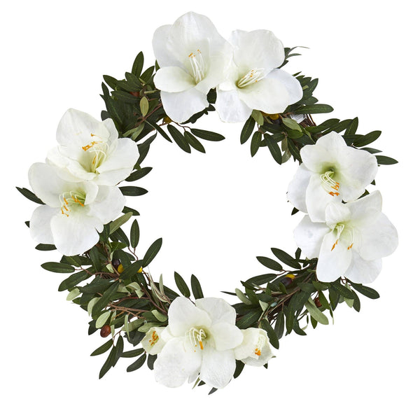 21” Olive with Amaryllis Artificial Wreath