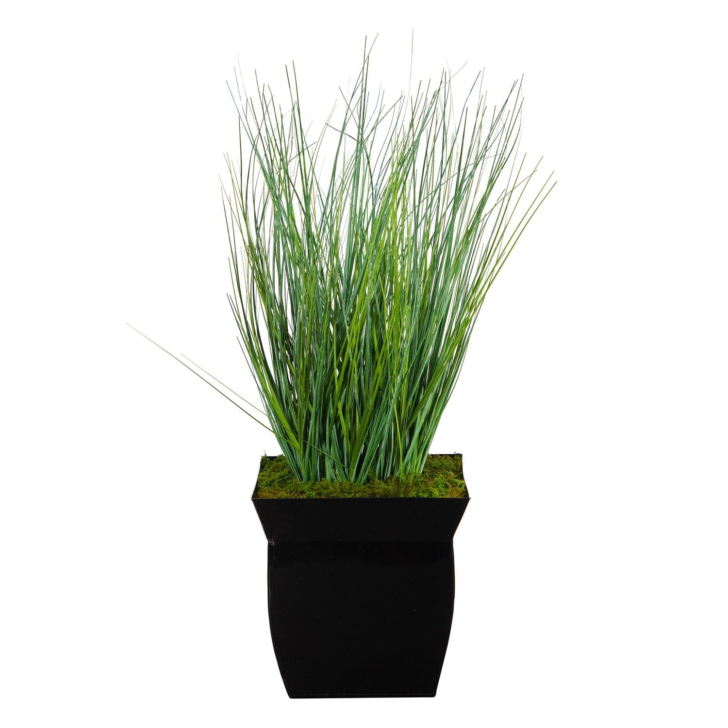 21” Onion Grass Artificial Plant in Black Metal Planter