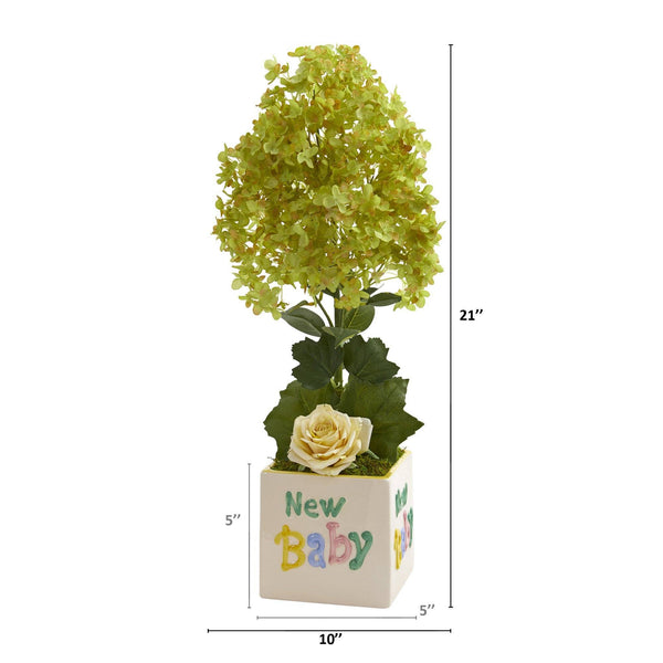 21” Peegee Hydrangea and Rose Artificial Arrangement in Vase