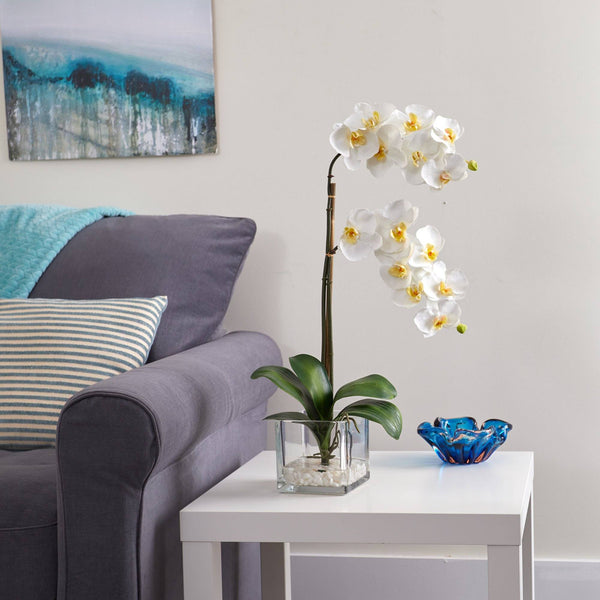 21” Phalaenopsis Orchid Artificial Arrangement in Glass Vase