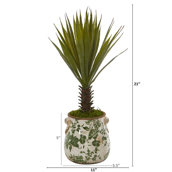 21” Spiky Agave Artificial Plant in Floral Planter