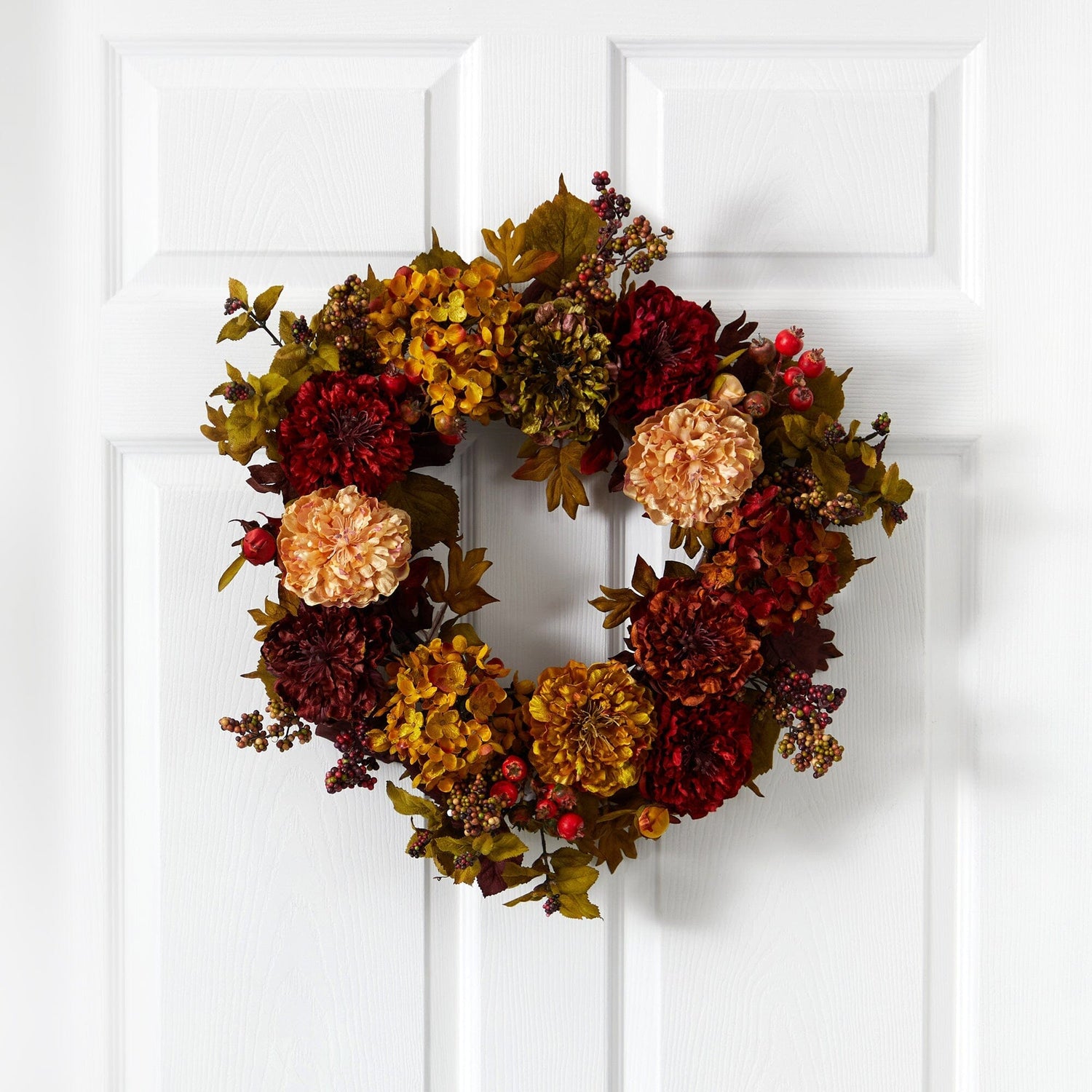22" Autumn Hydrangea Peony Wreath"