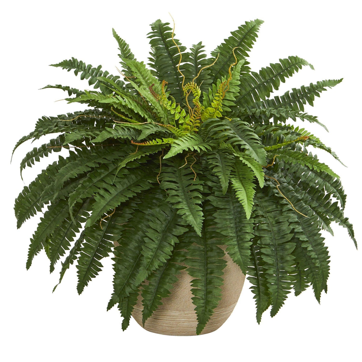 22” Boston Fern Artificial Plant in Sandstone Planter