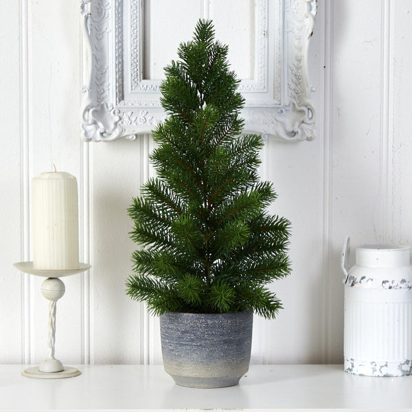 22” Artificial Pine Christmas Tree in Decorative Planter