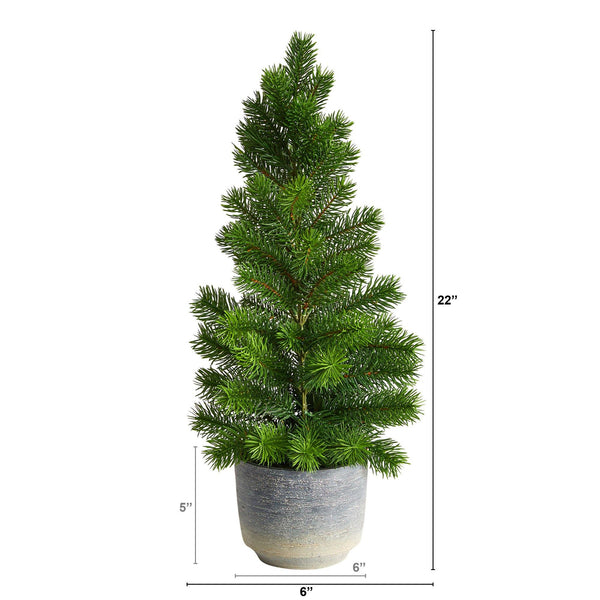 22” Artificial Pine Christmas Tree in Decorative Planter