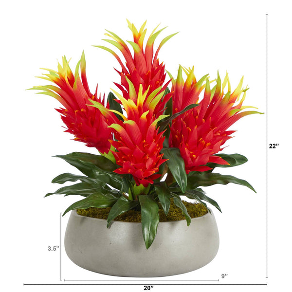 22” Dragon Fruit Artificial Plant in Gray Garden Vase