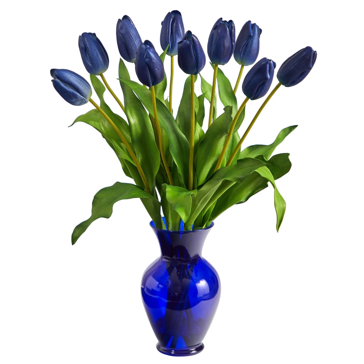 22” Dutch Tulip Artificial Arrangement in Blue Colored Vase