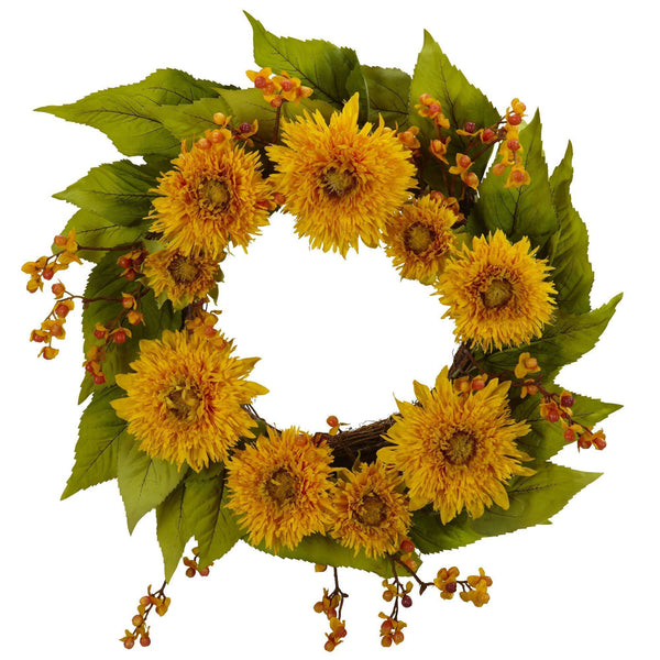 22" Golden Sunflower Wreath"