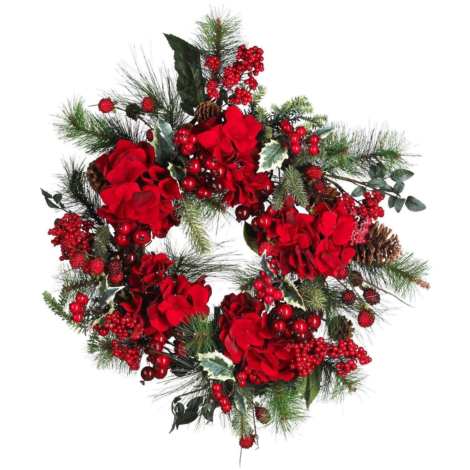 22" Hydrangea Holiday Wreath"