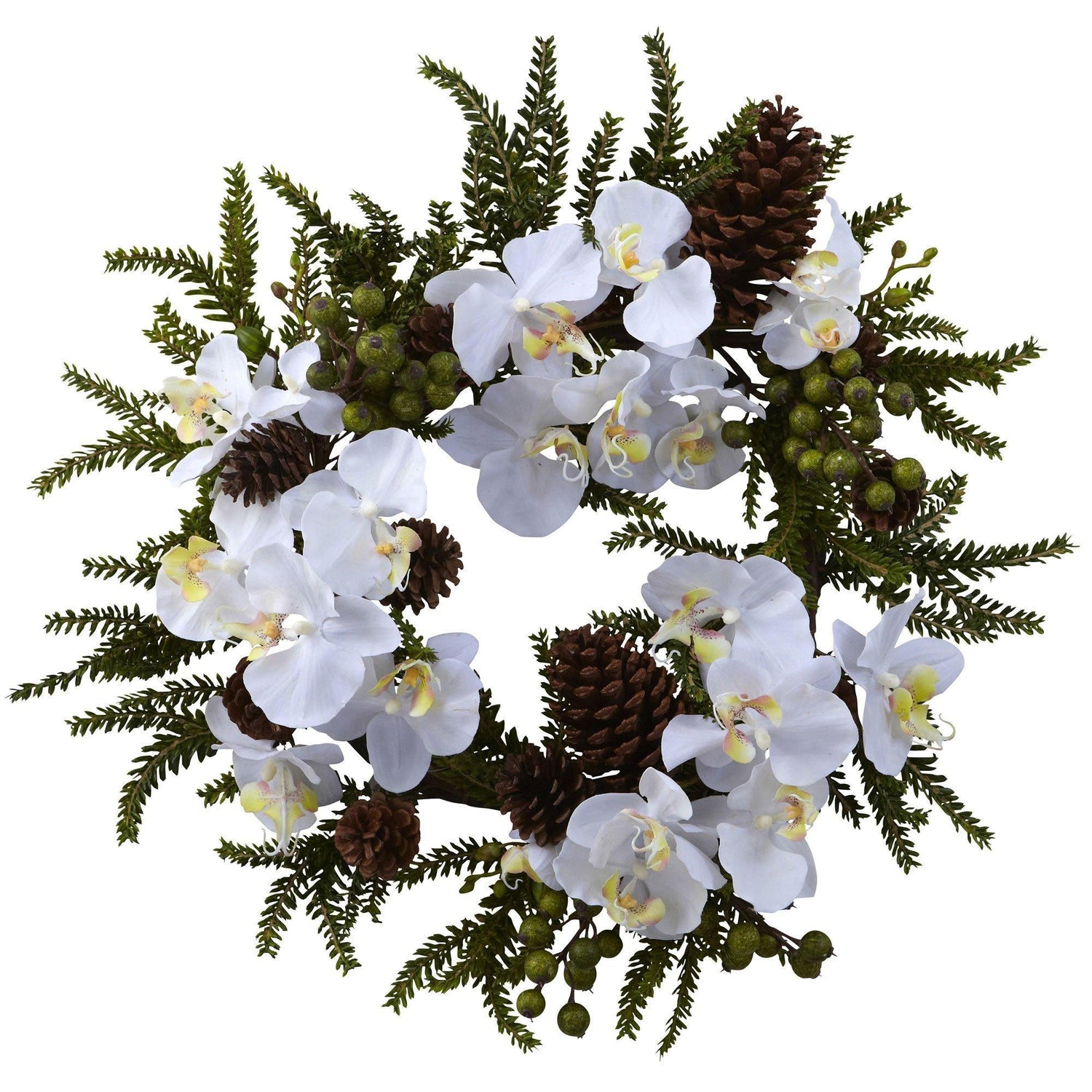 22” Phalaenopsis & Pine Wreath