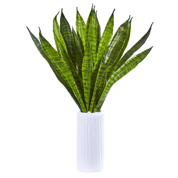22” Sansevieria Artificial Plant in White Vase