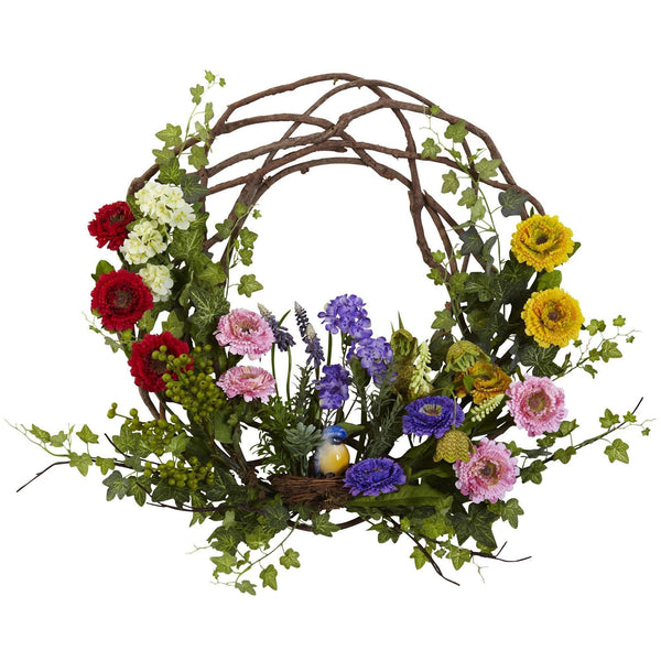 22” Spring Floral Wreath