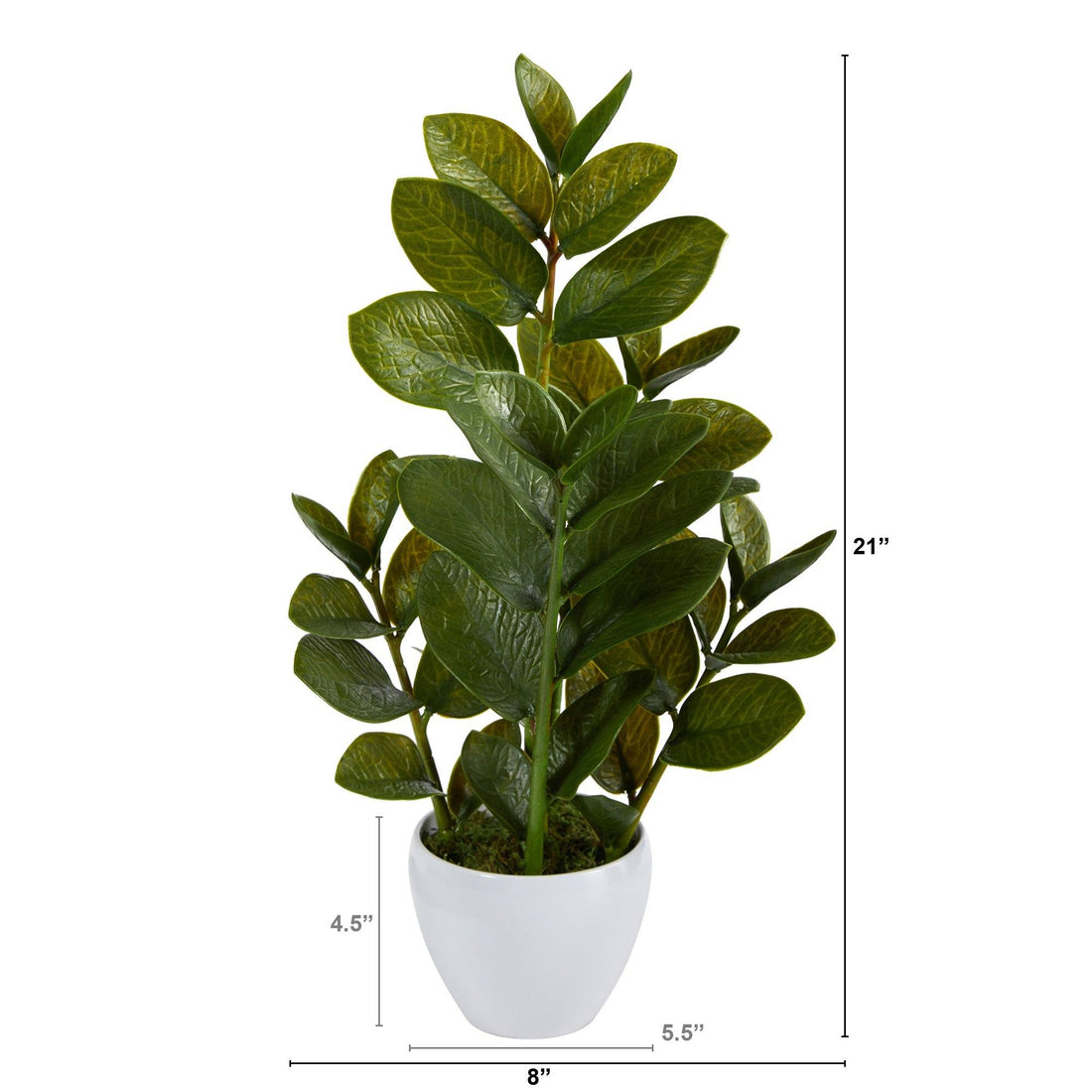Nearly Natural 22 in. Artificial Zamioculcas Plant in White Planter
