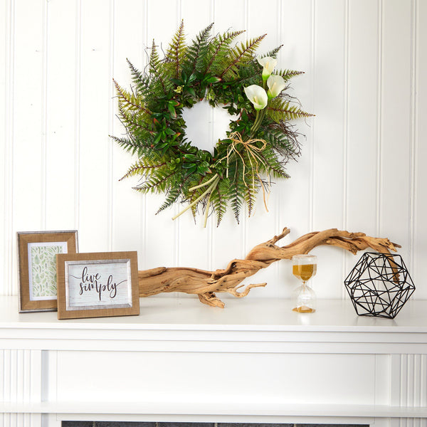 23” Assorted Fern and Calla Lily Artificial Wreath