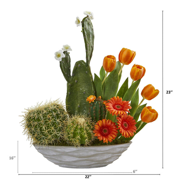 23” Cactus Floral Garden Artificial Arrangement