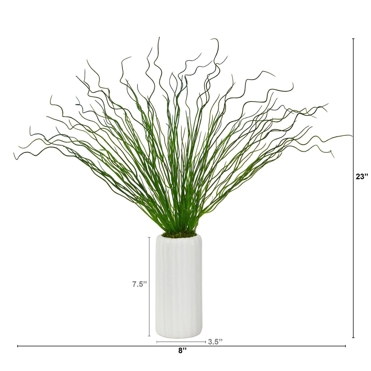 curly grass indoor plant 23” Curly Grass Artificial Plant in White Planter