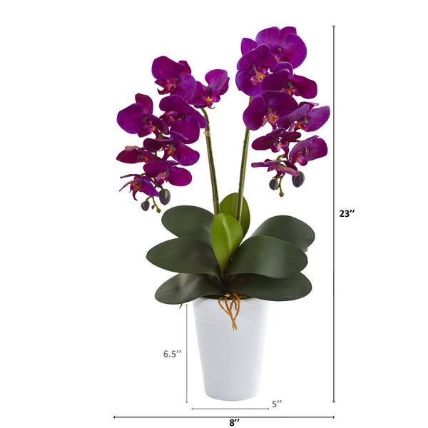 23” Double Phalaenopsis Orchid Artificial Arrangement in Vase