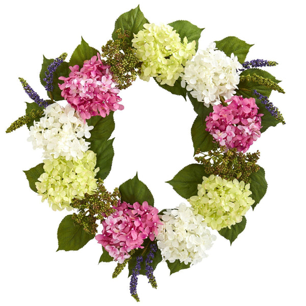 23” Hydrangea Artificial Wreath