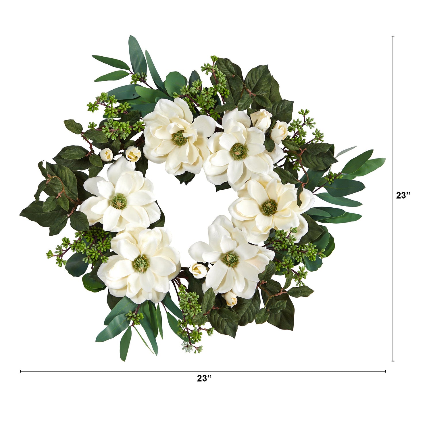 23” Magnolia, Eucalyptus and Berries Artificial Wreath
