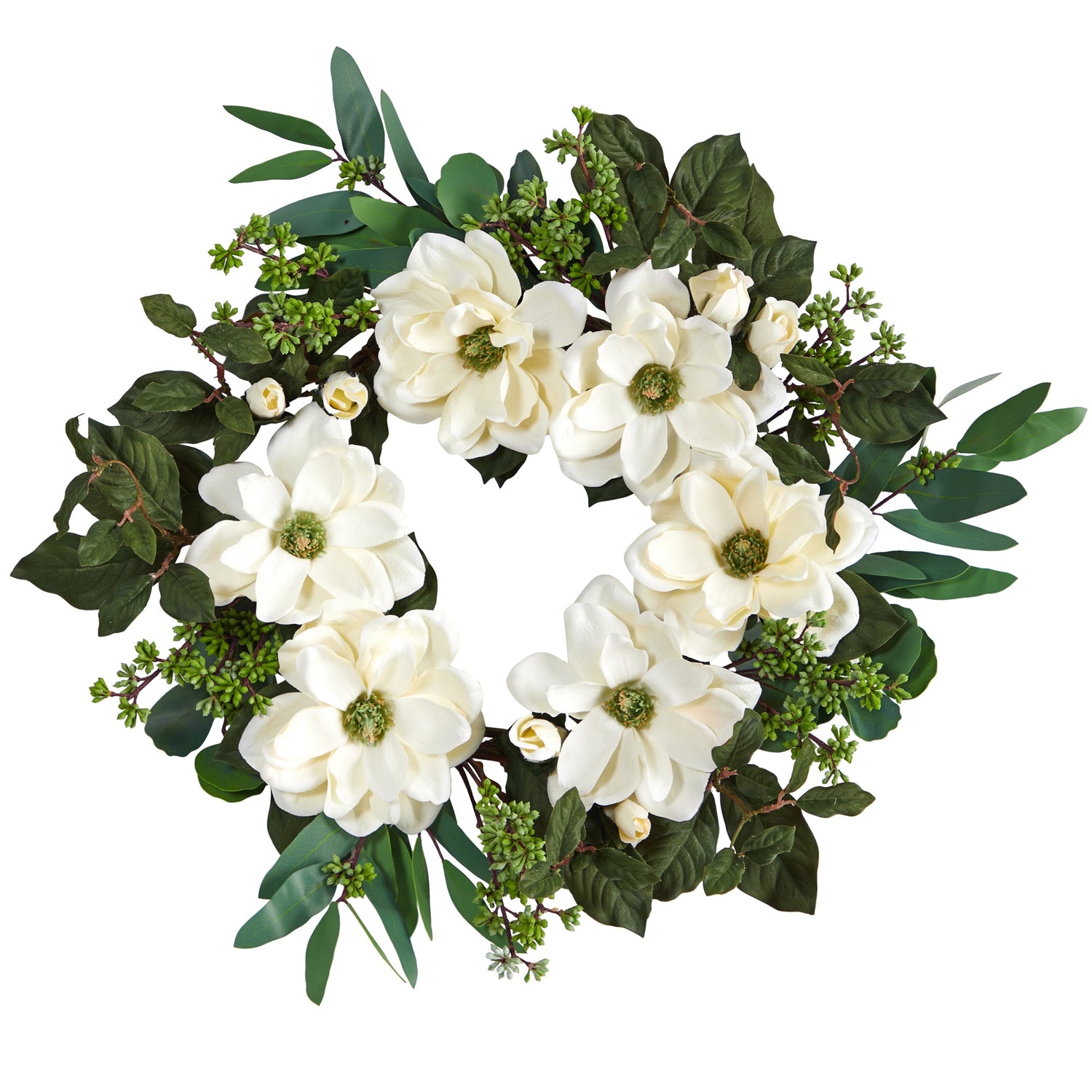 23” Magnolia, Eucalyptus and Berries Artificial Wreath