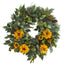 23” Mixed Greens and Zinnia Artificial Wreath
