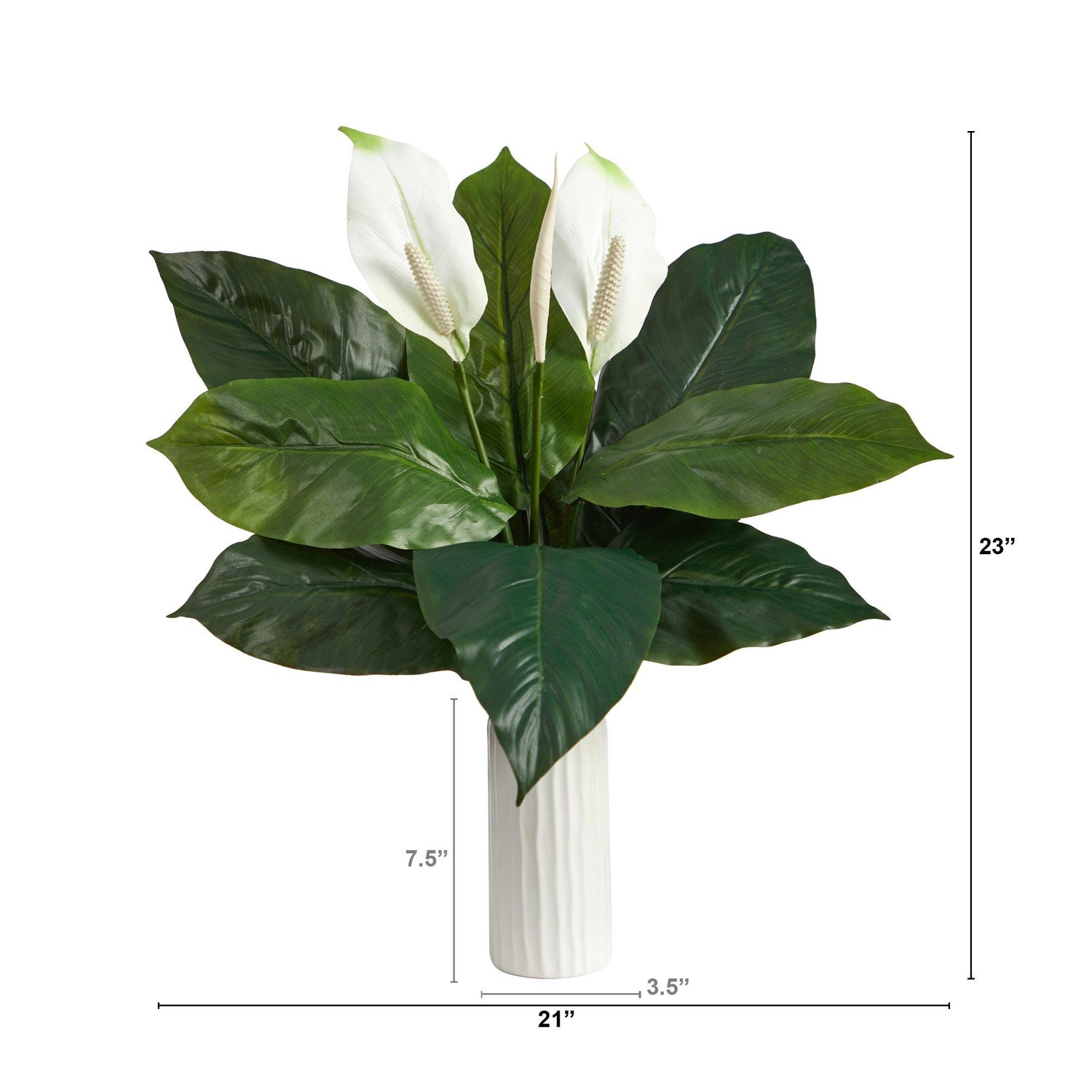23” Mixed Spathiphyllum Artificial Plant in White Planter