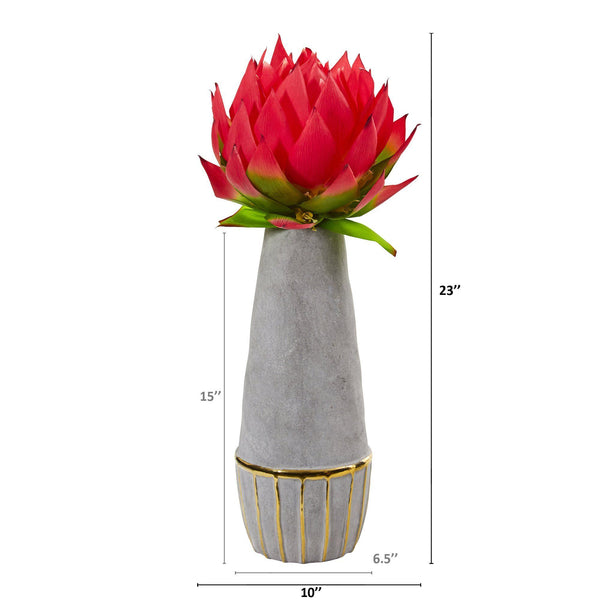 23” Musella Arrangement in Oval Vase with Gold Trimming