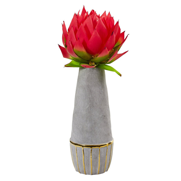 23” Musella Arrangement in Oval Vase with Gold Trimming