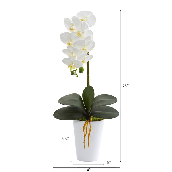 23” Phalaenopsis Orchid Artificial Arrangement in White Vase