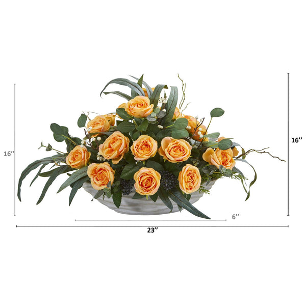 23” Rose and Eucalyptus Artificial Arrangement in Vase