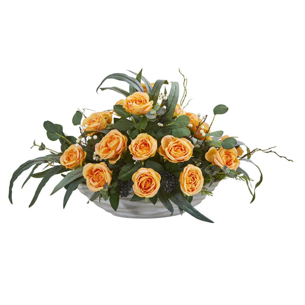 23” Rose and Eucalyptus Artificial Arrangement in Vase