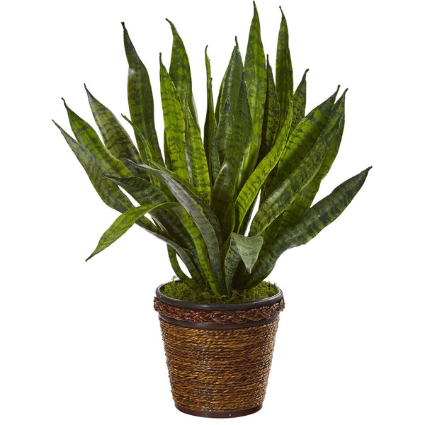 23” Sansevieria Artificial Plant in Basket
