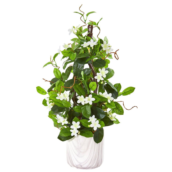 23” Stephanotis Artificial Climbing Plant in Marble Vase