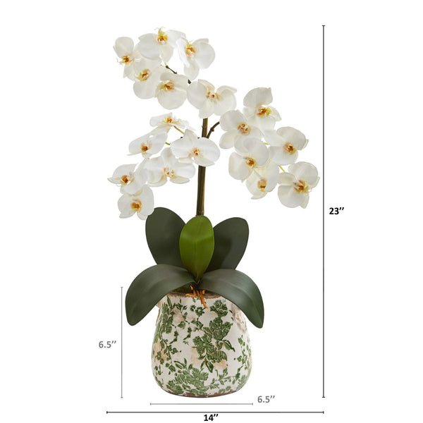 23” Triple Phalaenopsis Orchid Artificial Arrangement in Floral Vase