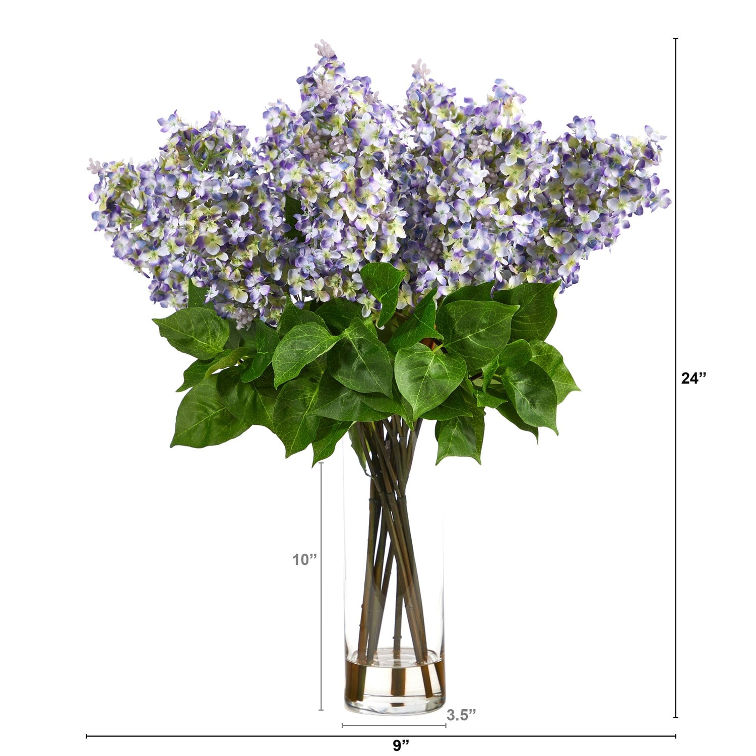 24” Artificial Lilac  Arrangement with  Cylinder Glass Vase
