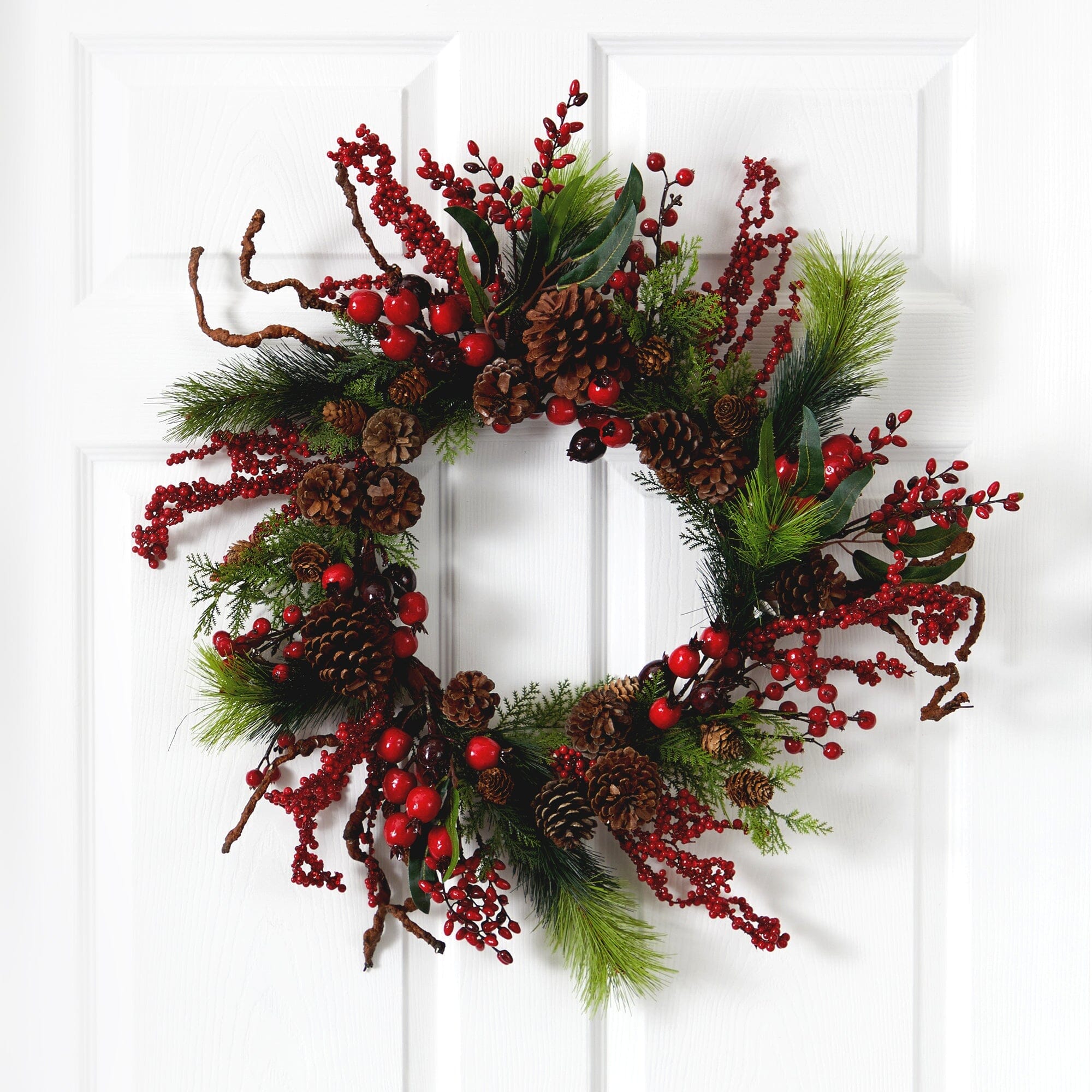 24” Assorted Berry Wreath | Nearly Natural